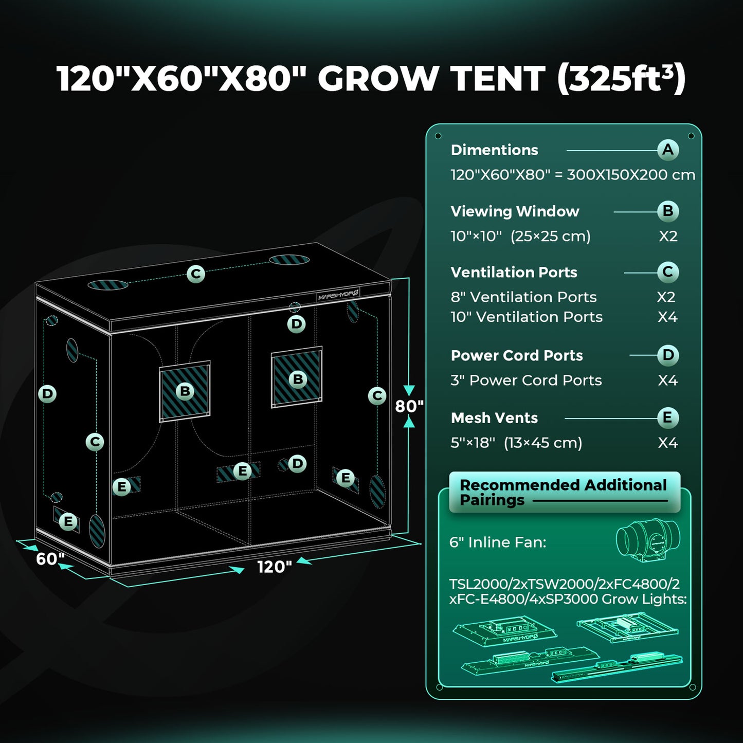 Mars Hydro 300x150x200cm Indoor Grow Tent