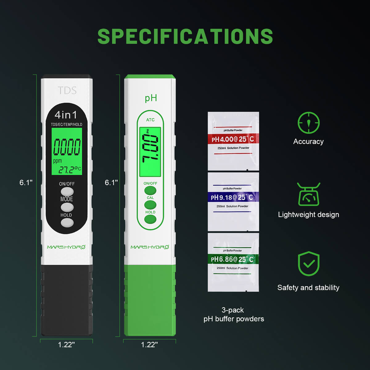 Mars Hydro pH and TDS Meter Kit