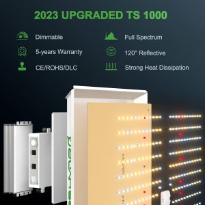 Mars Hydro TS1000: A Full Spectrum LED Grow Light with 150W Dimmable functionality.