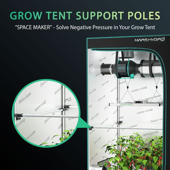 Mars Hydro Grow Tent Side Support Pole Kit - Designed specifically for 100x100cm grow tents.